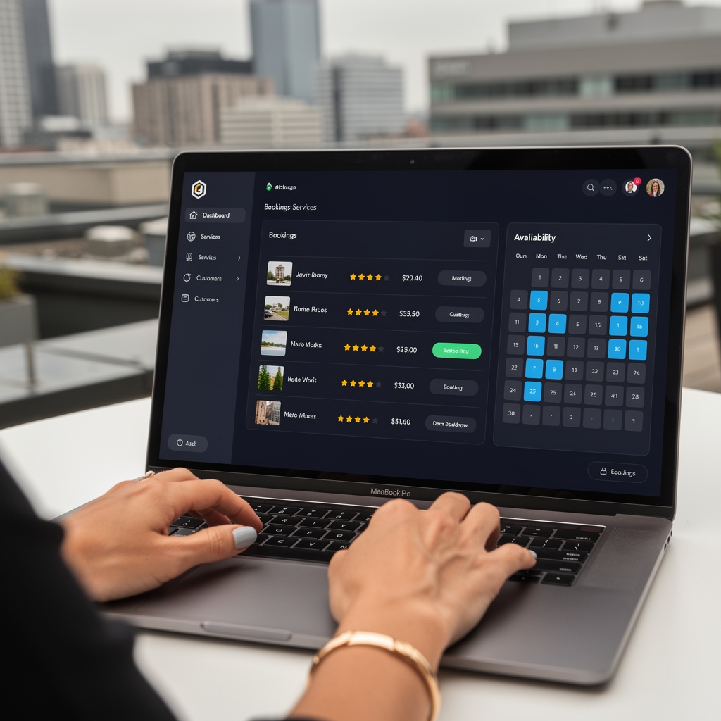 Narzędzia cyfrowe na ekranie laptopa - panel zarządzania platformą